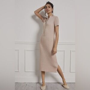 ANTHROPOLOGIE Opal Shimmer Ribbed Short Sleeve Midi Dress